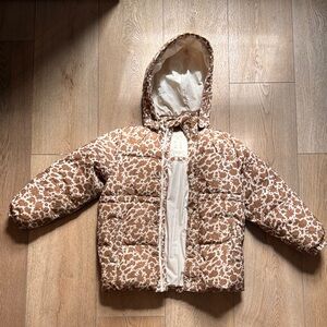Girls Rylee and Cru Brown and White Floral Hooded Jacket